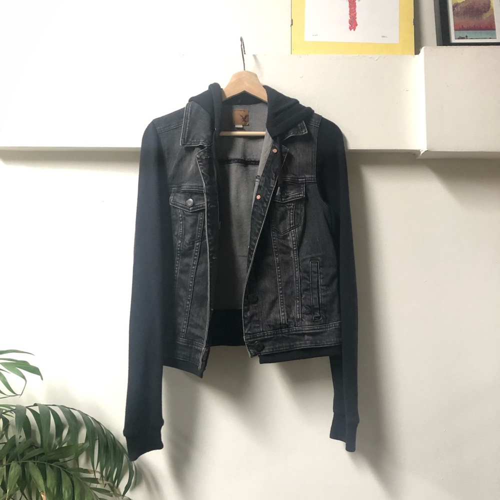 American Eagle Black Denim Jacket - M